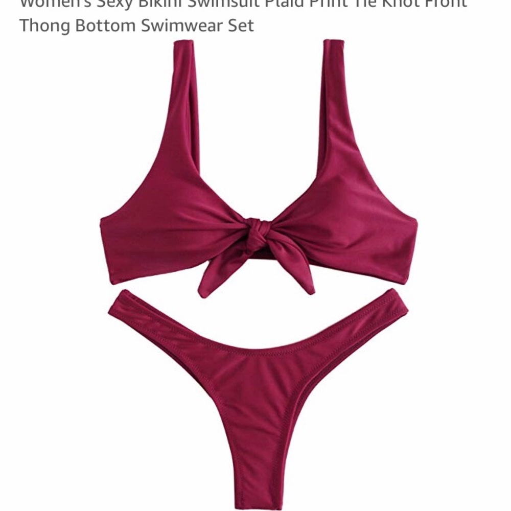 Burgundy thong bikini set
